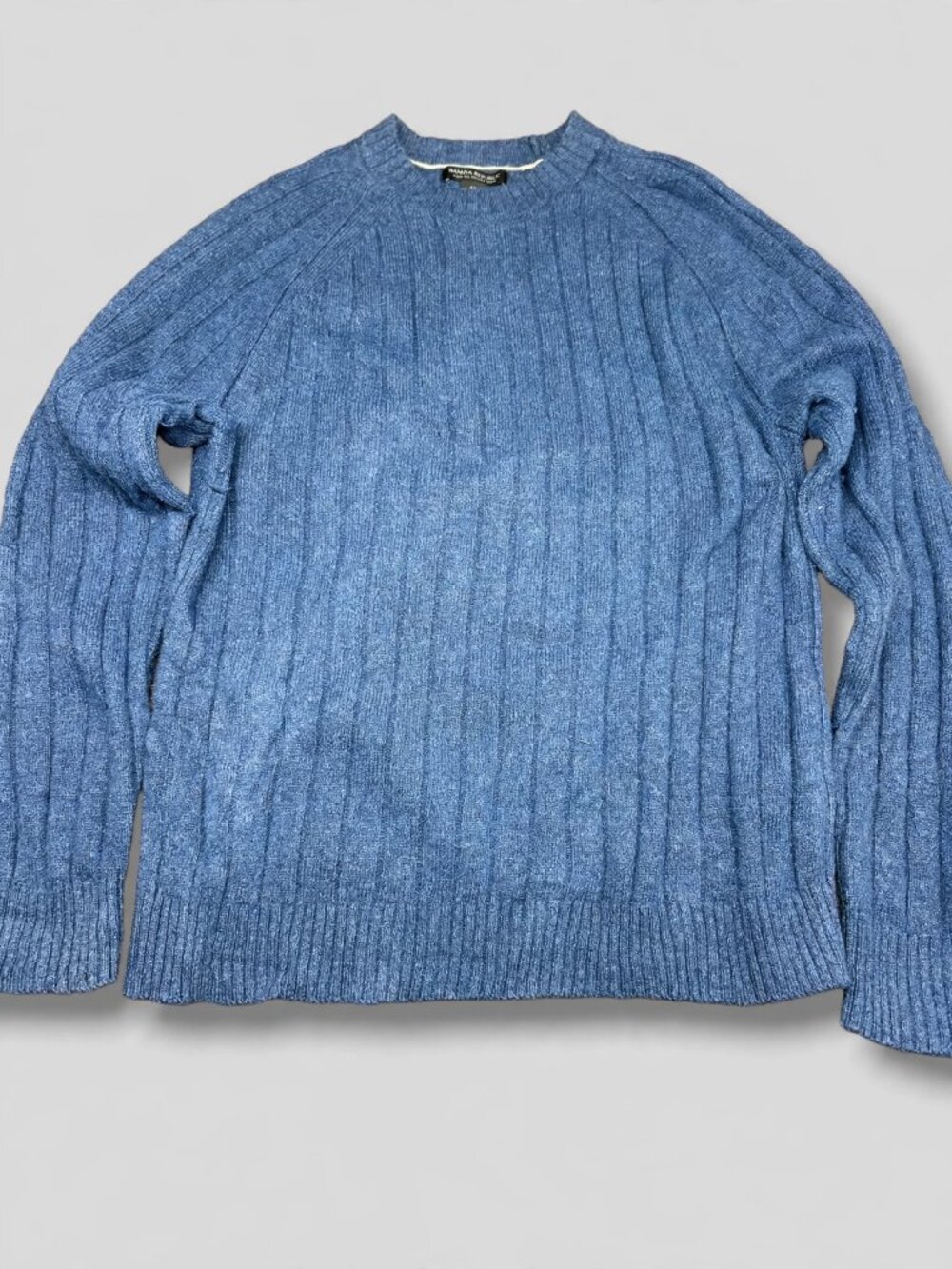 Banana Republic Mens Blue Ribbed Wool Crewneck Sweater Size M